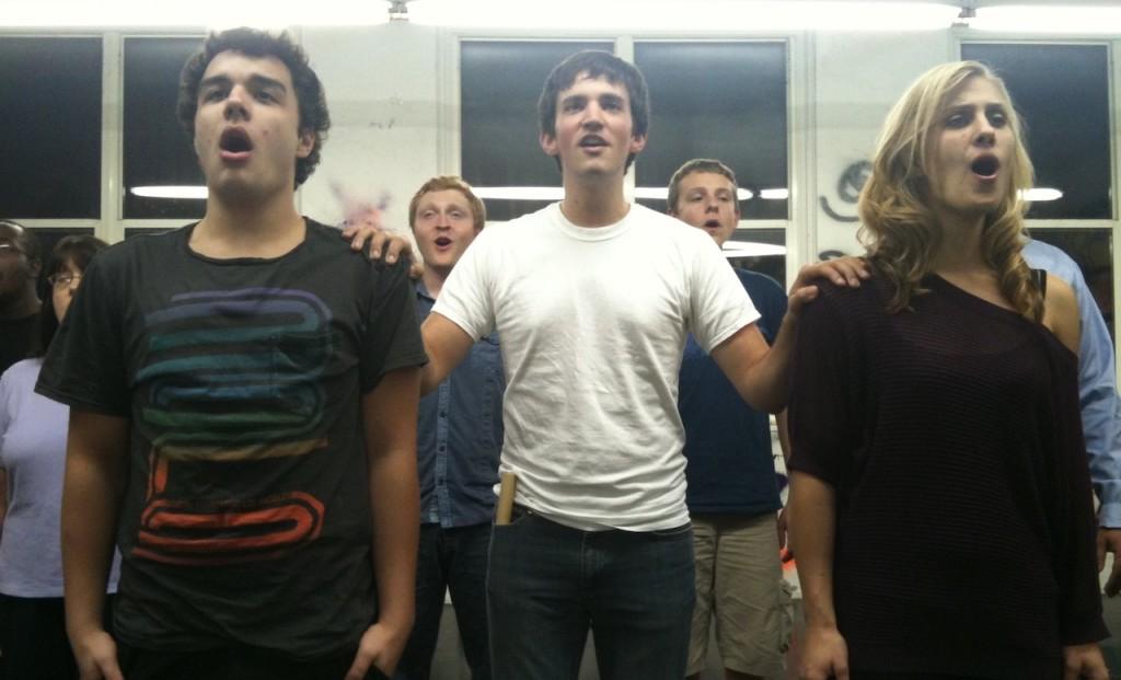 Spring Awakening cast members rehearse for the shows Friday, Sept. 30 opening.