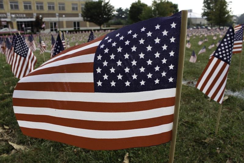 One of the over two thousand flags displayed on the Nicholson Lawn. 