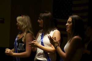 The tree winners of the Miss Athena Pageant, from left to right; First place winner Allison Mead, Runner up, Michelle Emanuele, and Crowd Favorite Nikki Benyo. 