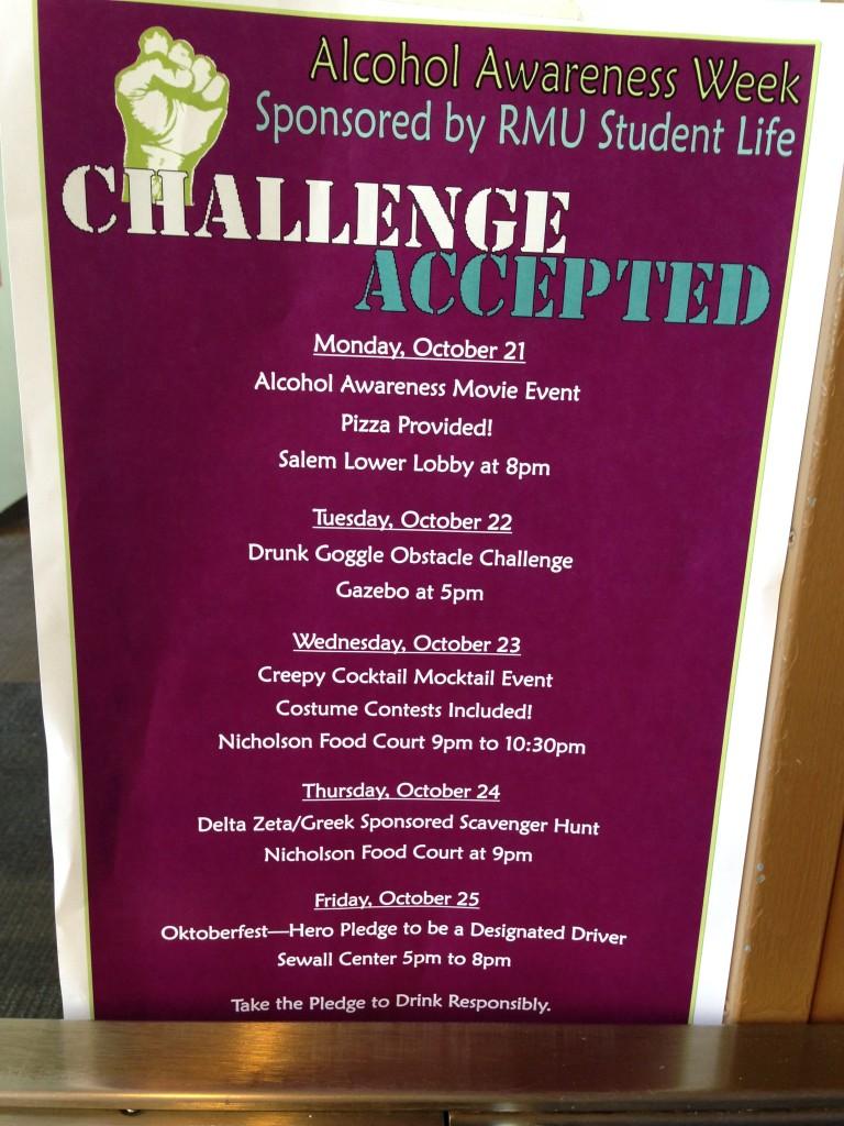 RMU accepts the challenge of Alcohol Awareness Week