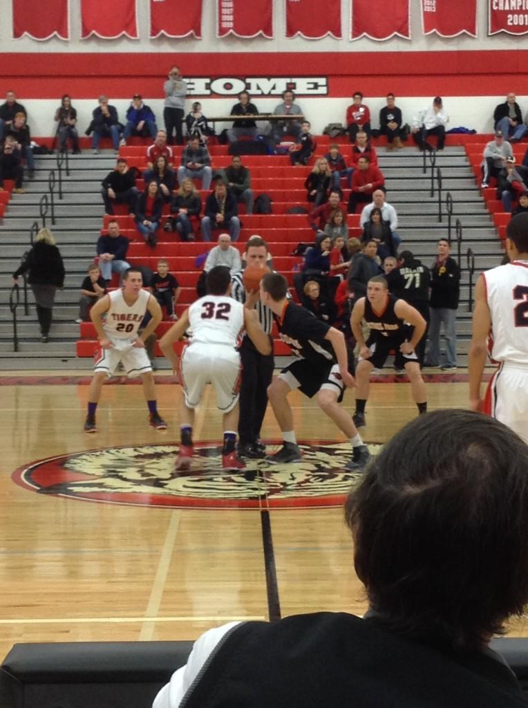 The opening tip of a WPIAL Section 4-AAAA matchup between Moon and Bethel Park Friday, January 24th. The Blackhawks prevailed 54-51.