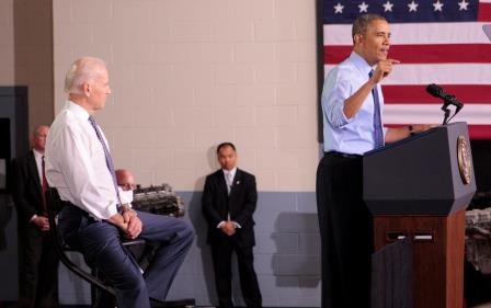 President Barack Obama addresses a gathering at CCAC West Hills on April 16.