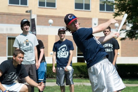 Afternoon Wiffle ball game on the Nicholson Front Lawn.  