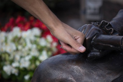 Fist bump with Bronze Bob. 