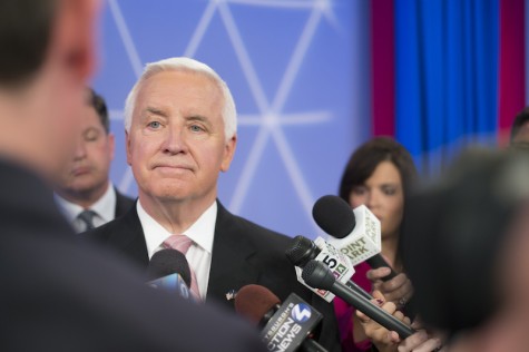 Tom Corbett at WTAE station for the last of three debates in the P.A. governor race.. 