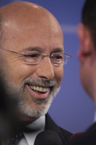 Tom Wolf  after his debate with incumbent governor Tom Corbett. 