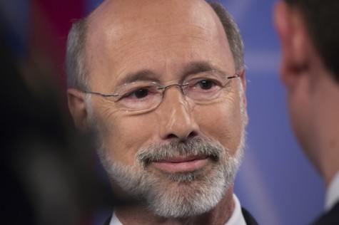 Tom Wolf  after his debate with incumbent governor Tom Corbett. 