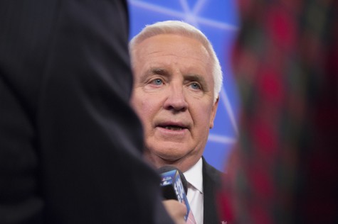 Tom Corbett at WTAE station for the last of three debates in the P.A. governor race.. 