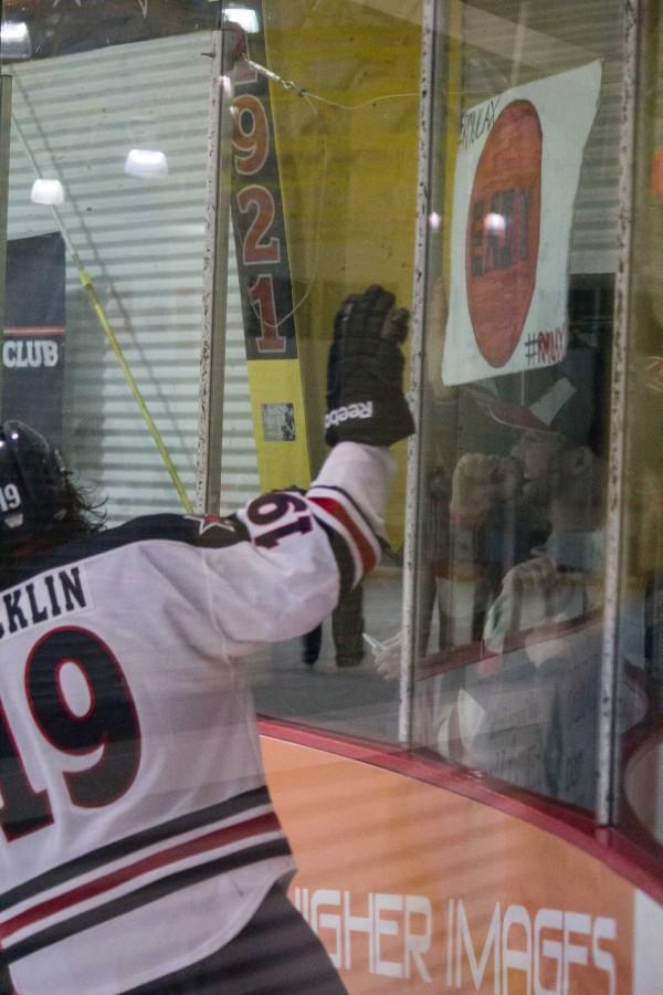 Scott Jacklin hitting the easy button after his goal