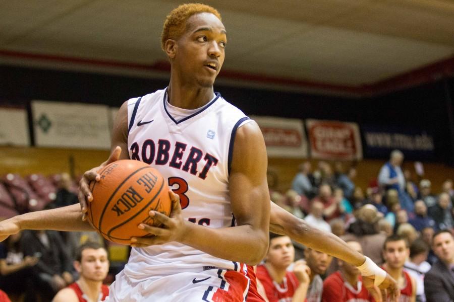 Andre+Fredrick+posted+career+highs+in+points+and+rebounds+against+Sacred+Heart.+