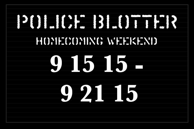 Police Blotter 9/15/15-9/21/15