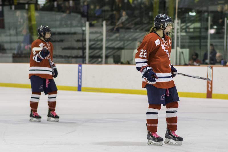 Captain Ashley Vesci, one of three Colonials who played their last regular season home game vs. RIT.