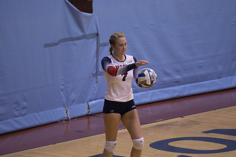 Arden Fisher and the rest of the RMU volleyball teams hopes for a playoff spot came to an end after a 3-1 loss Sunday.