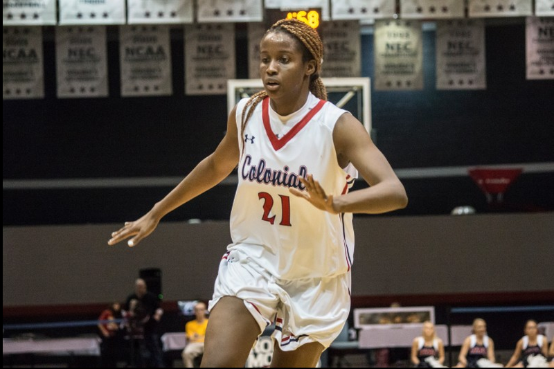 Mikalah Mulrains double-double performance helped the Colonials take down the Red Flash to split their season match-up with Saint Francis 