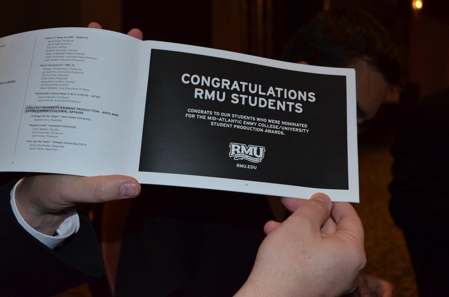 RMU wins 1 out of 4 Mid-Atlantic Emmy College/University nominations
