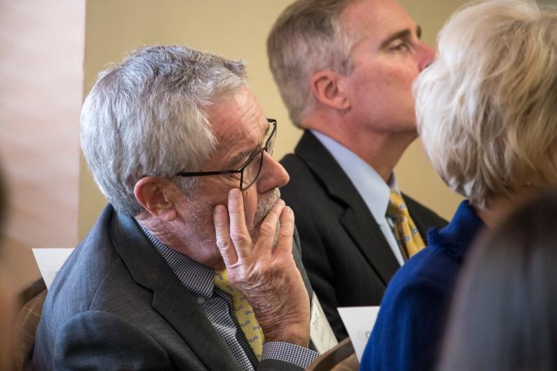 Provost Jamison listens in on the sexual assault presentation held at the University of Pittsburgh. 