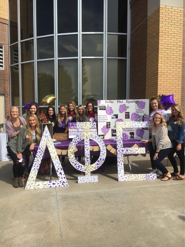 Visitors to the Activities Fair got a chance to meet many Delta Phi Epsilon sisters. Photo credit: Stephanie Nix