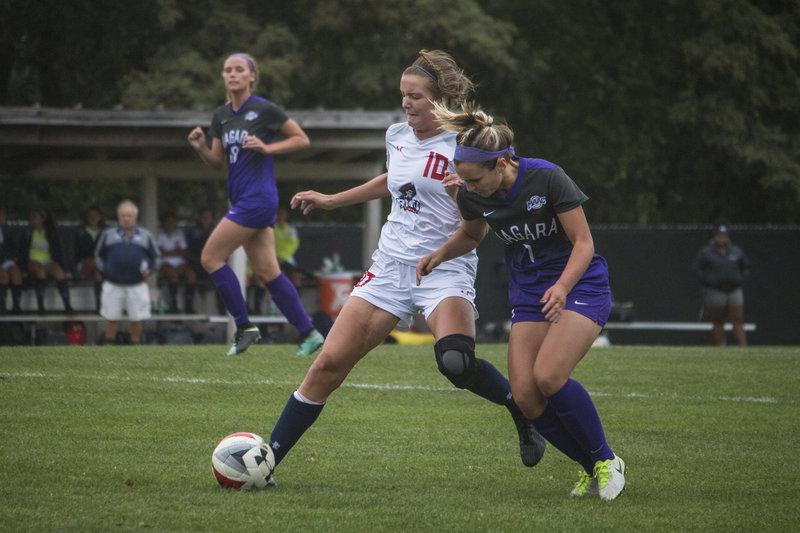 Colonials lose early lead, fall to Purple Eagles 2-1