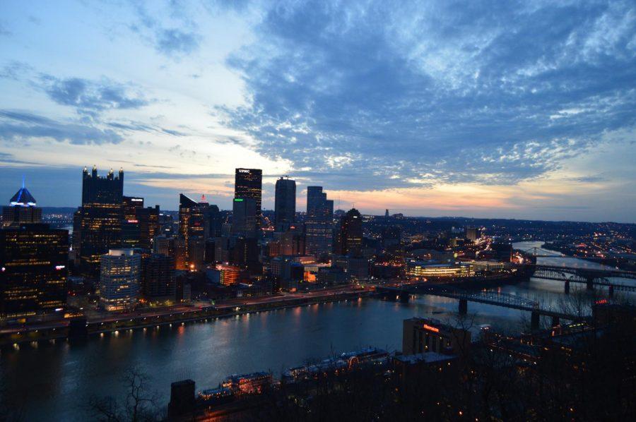 Sunrise from Mt. Washington in Pittsburgh on April 13, 2018.