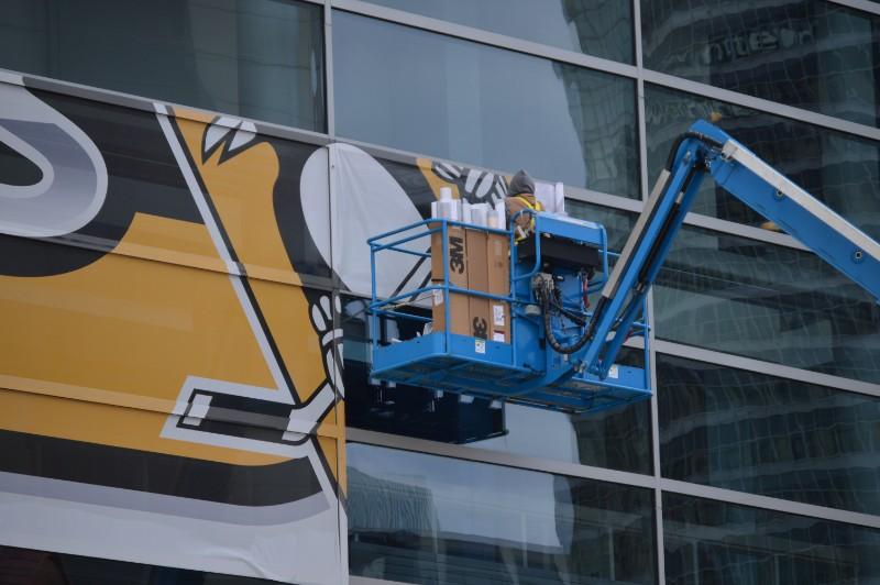 PPG Paints Arena get a facelift in preparation for the 2018 Stanley Cup Playoffs. 