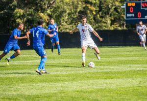 Guilherme Fanck passes the ball during a game against Saint Francis Brooklyn Photo credit: David Auth