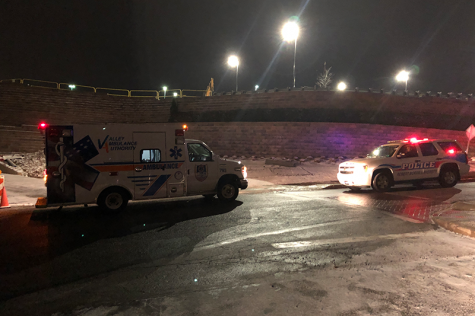 Pedestrian fell, injured on Campus Drive