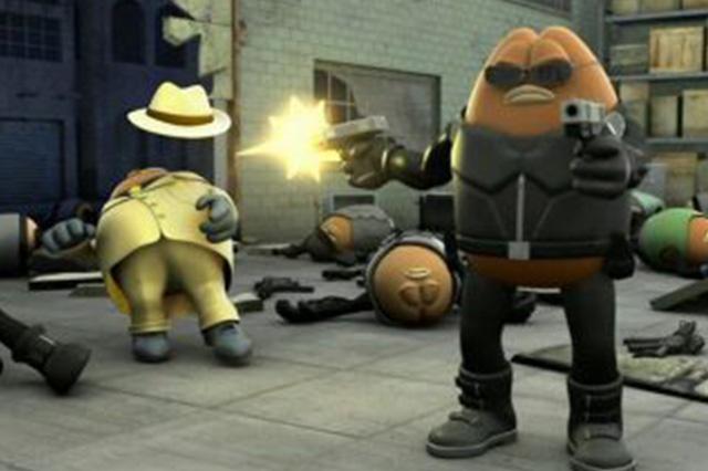 Vagan (right) shooting Cappuccino (left) after revealing his identity to Killer Bean. 