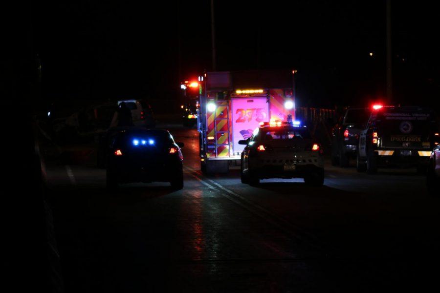 A five car accident closes McKees Rocks Bridge late on Feb. 15, 2019.