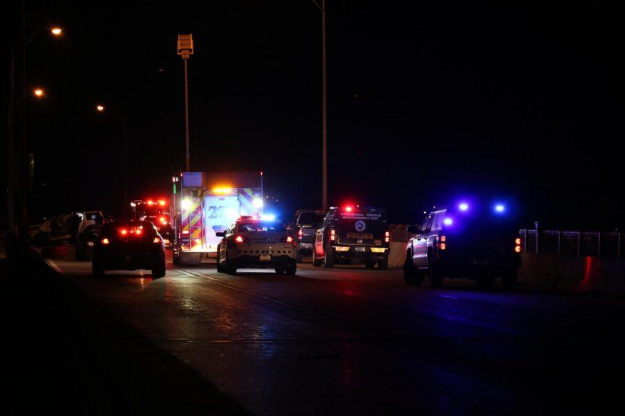 A five car accident closes McKees Rocks Bridge late on Feb. 15, 2019.