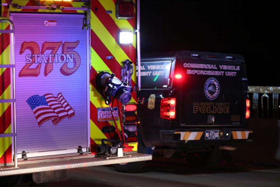 A five car accident closes McKees Rocks Bridge late on Feb. 15, 2019.