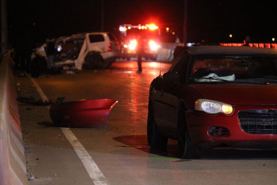 A five car accident closes McKees Rocks Bridge late on Feb. 15, 2019.