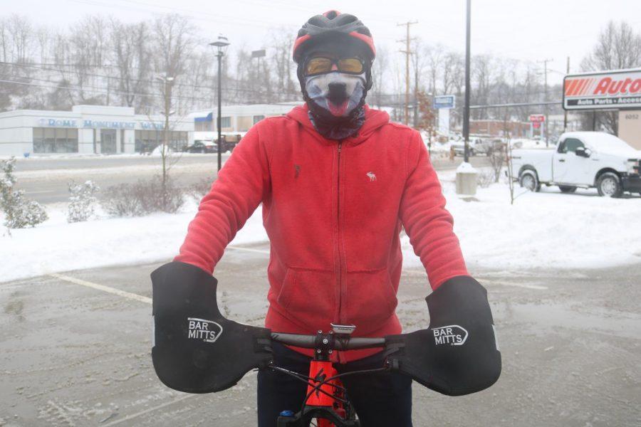 Will ODonnell, decides the weather is perfect to test his new snow tires for his bike on Feb. 20, 2019.