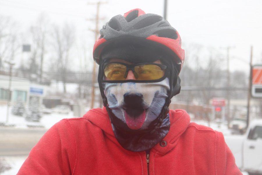 Will ODonnell, decides the weather is perfect to test his new snow tires for his bike on Feb. 20, 2019.