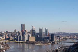 Downtown Pittsburgh as seen from West End Park on a February afternoon. 