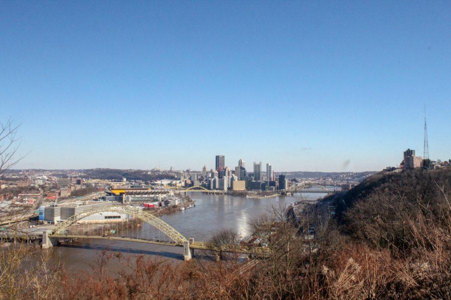 Downtown Pittsburgh as seen from West End Park on a February afternoon. 