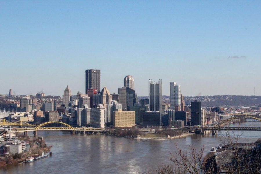 Downtown Pittsburgh as seen from West End Park on a February afternoon. 