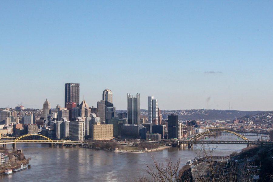 Downtown Pittsburgh as seen from West End Park on a February afternoon. 