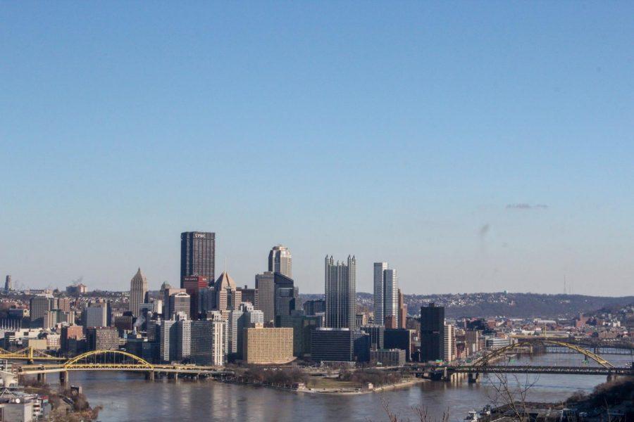 Downtown Pittsburgh as seen from West End Park on a February afternoon. 