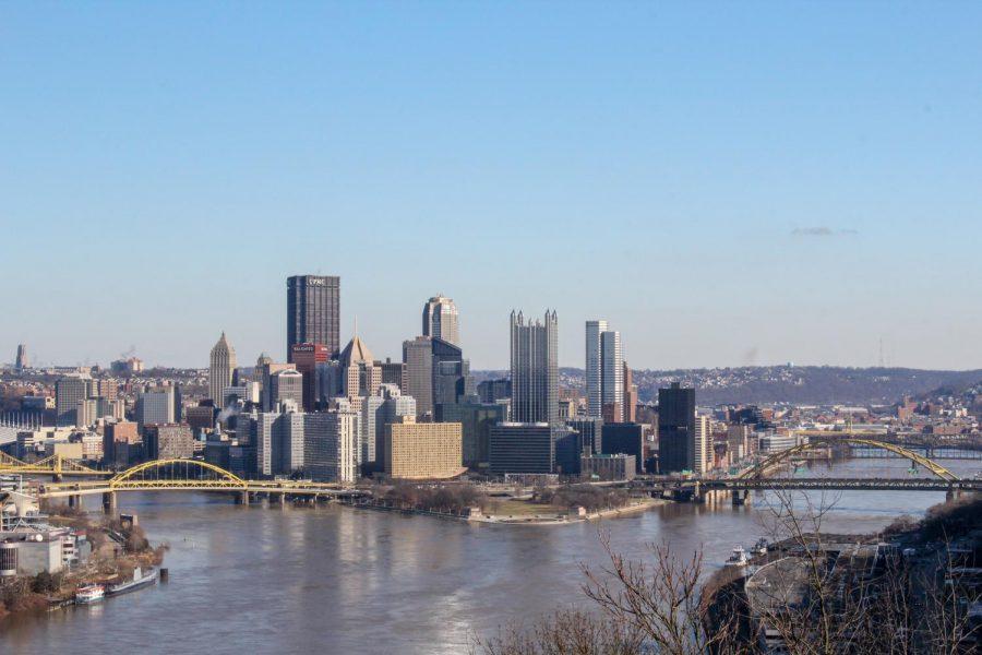 Downtown Pittsburgh as seen from West End Park on a February afternoon. 