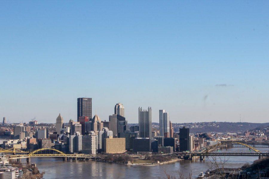 Downtown Pittsburgh as seen from West End Park on a February afternoon. 