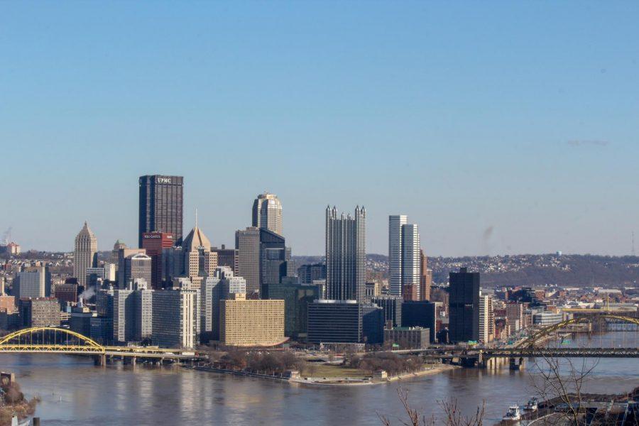 Downtown Pittsburgh as seen from West End Park on a February afternoon. 