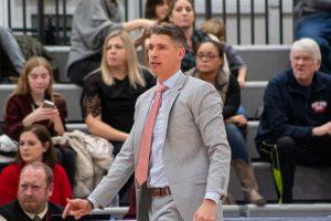 MOON TOWNSHIP -- Coach Toole mans the sidelines for Robert Morris during a game against Siena (Sam Anthony/RMU Sentry Media).