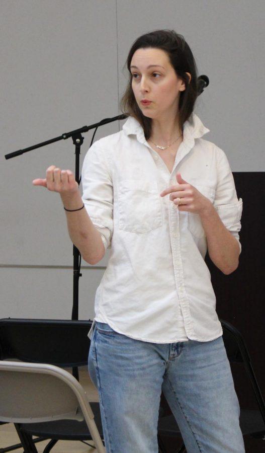 Emily Thomas speaks at Wheatley on April 18, 2019.