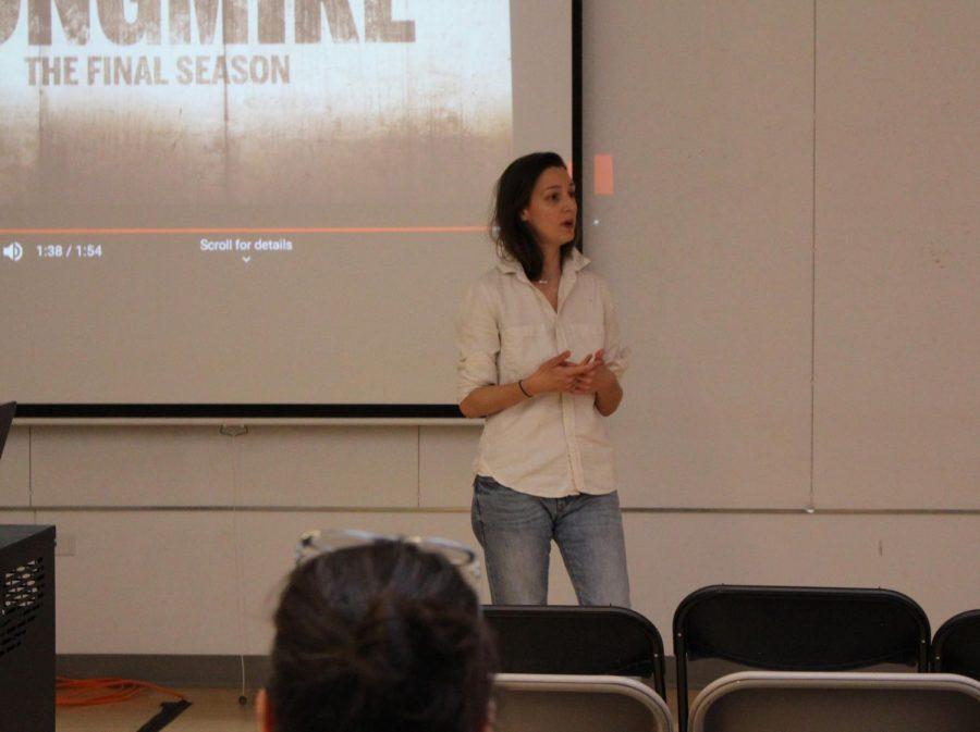 Emily Thomas speaks at Wheatley on April 18, 2019.