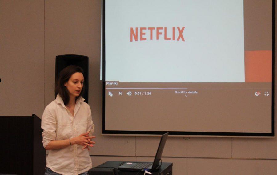 Emily Thomas speaks at Wheatley on April 18, 2019.