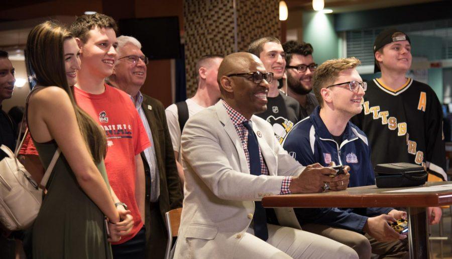 Esports Class hosted a tournaments featuring RMU President Howard on April 22, 2019.