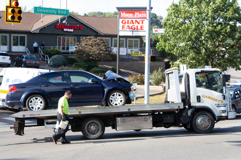 Authorities respond to a multi-vehicle accident on University Boulevard on September 23, 2019.
Photo Credit: (RMU Sentry Media/ John Blinn)