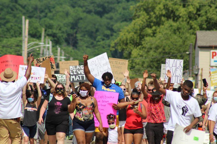The peaceful protest took place in Coraopolis on 5th Avenue, which was shut down to traffic for the demonstration. Organized by the local government, the protest saw a variety of speakers and community leaders voice a call for change. Coraopolis, PA. June 6, 2020. RMU Sentry Media/Garret Roberts 