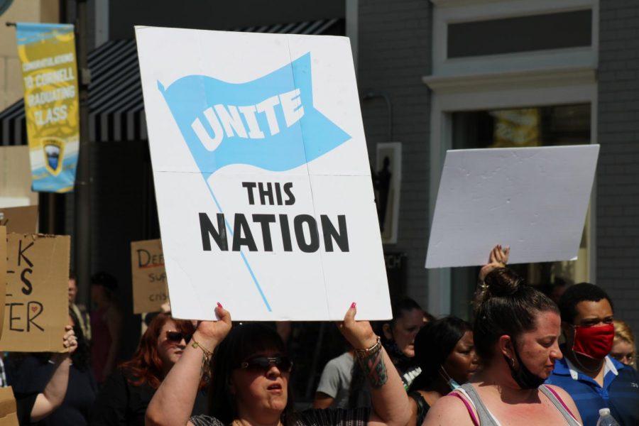 A sign calls for unity across the nation. Coraopolis, PA. June 6, 2020. RMU Sentry Media/Garret Roberts 