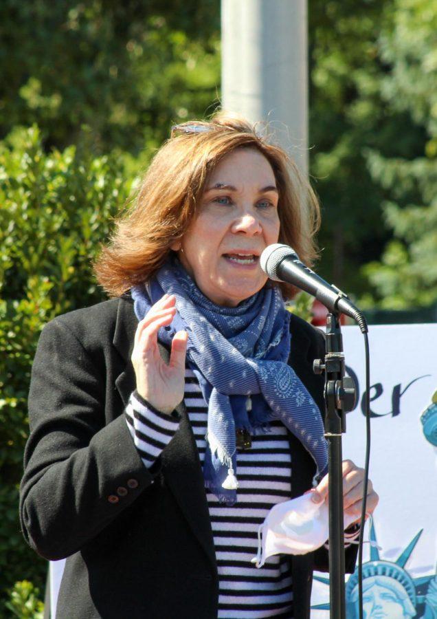 Senator Pam Iovino spoke at the rally, rallying voters to vote for Biden during the election.